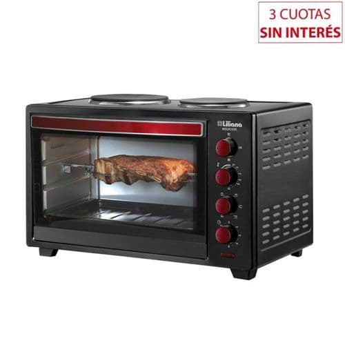 Horno Eléctrico 60Lt Liliana AO160 MEGACOOK Doble Anafe Negro