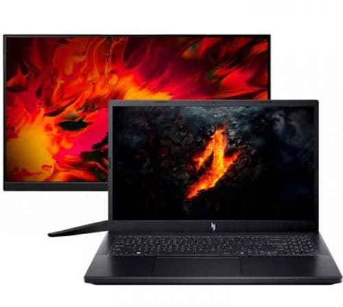 Combo Acer Nitro V 15 Ryzen 5 7535HS 8GB 512GB SSD RTX 3050 Win11 + Monitor Gamer Acer Nitro KG241Y 23.8" FHD 180Hz
