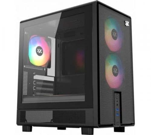 Gabinete XYZ ATOM Black 3x120mm ARGB Fans Mesh Black USB-C Gen2 Vidrio Templado