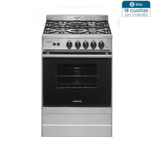 Cocina a Gas 4H 56cm Longvie Bistró 31501XS Acero Inoxidable