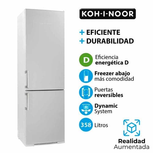 Heladera C/Freezer Cíclica 325Lts KOH-I-NOOR KHG40/9 Super Frost Blanca