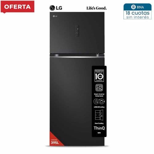 Heladera C/Freezer 395Lts LG VT40MPM DOOR COOLING Inverter Negro Esencial Mate