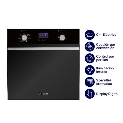 Horno Eléctrico de Empotrar 60cm Drean HEDR601CN Grill + Convección Negro