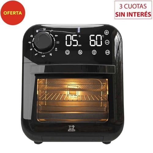 Freidora de Aire + Horno Eléctrico 11.6Lts Peugeot Poitiers PN-EO251 Negro