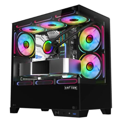 Gabinete Raptor Thunder Strike Vidrio X2 Argb Fan X1 Negro