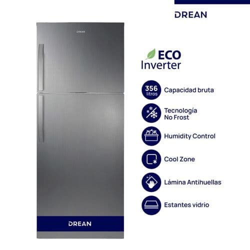 Heladera C/Freezer 332Lts Drean RZN356FXARX0 No Frost Eco Inverter Inox