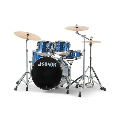 Batería Sonor Aqxstudiobos 5 Cuerpos Platos más Fierros Blue Ocean Sparkle