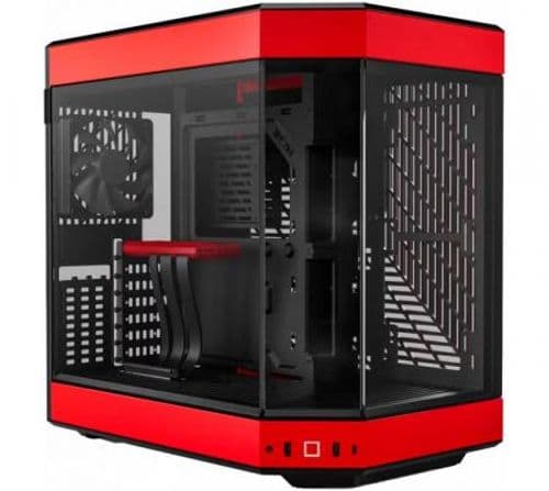 Gabinete HYTE Y60 Black/Red Vidrio Templado 3x120mm Flow FE12 Fans Vertical GPU Mount Inc. Cable Riser PCIe 4x16 USB-C 3.2