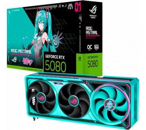 Placa de Video ASUS ROG GeForce RTX 5080 16GB GDDR7 ASTRAL OC HATSUNE MIKU EDITION