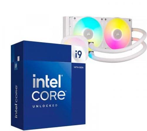 Procesador Intel Core i9 14900K 6.0GHz Turbo + Corsair ICUE TITAN LINK 240 RX RGB White Water Cooler 