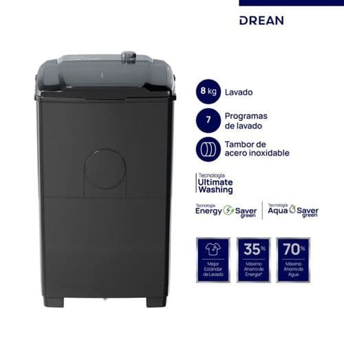 Lavarropas Semiautomático C/Superior Drean LTDR87SG 8Kg Gris