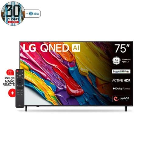 Smart TV 75" LG 4K QNED 75QNED82ASG A7 Gen8 Negro