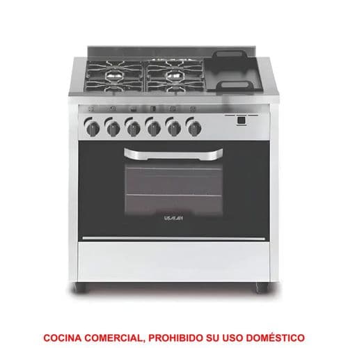 Cocina a Gas 78CM 4H + Plancha Usman Compact 4800 Industrial Inox
