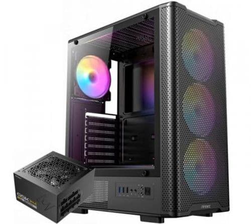Combo Antec Gabinete VX310 ARGB Black 4x120mm + Fuente Antec 850W 80 Plus Gold Full Modular GSK
