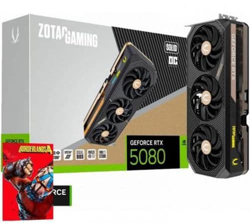 Placa de Video Zotac GeForce RTX 5080 16GB GDDR7 Solid OC