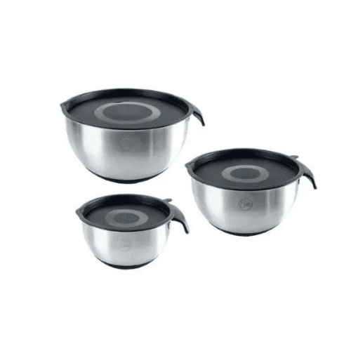 Essen Bowls De Acero Set X 3 Con Tapa (negro)