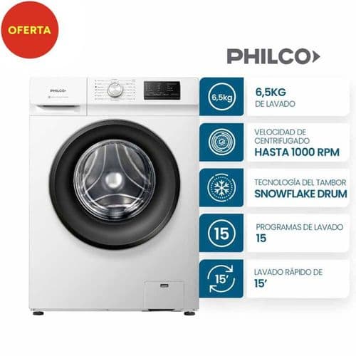 Lavarropas Automático Philco PHLF6510B2 6.5Kg 1000rpm Blanco