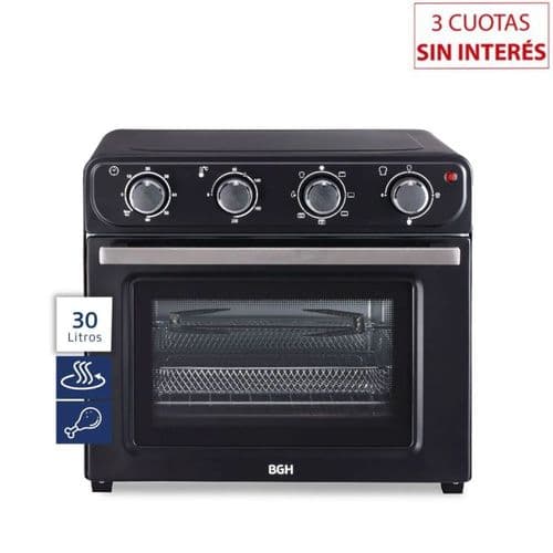 Horno Eléctrico 30Lts BGH BHE30FN24T Grill Air Fryer + Spiedo Negro