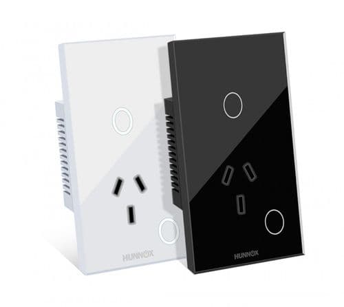 Tomacorriente+tecla Hunnox Smart Tactil 1 Canal Negro