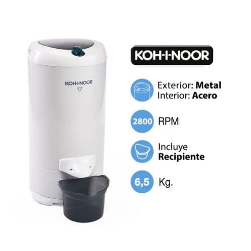 Secarropas Centrifugo 6.5Kg KOH-I-NOOR B665/2 C/Recipiente Blanco con Negro