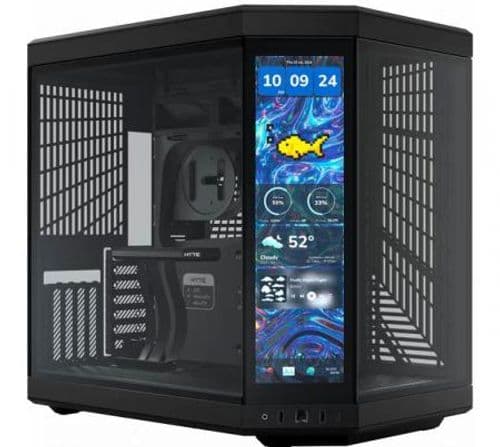 Gabinete HYTE Y70 TOUCH INFINITE Black Vidrio Templado Pantalla Tactil 2.5K LCD IPS 60Hz Inc. Cable Riser PCIe 4x16 USB-C 3.2
