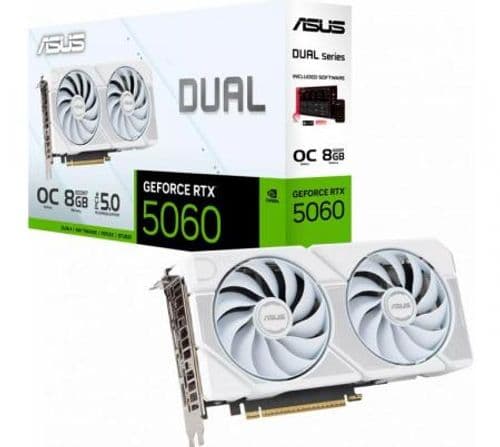 Placa de Video ASUS DUAL GeForce RTX 5060 8GB GDDR7 OC WHITE 