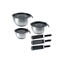 Essen Rallador De Mano - Grano Grueso, Grano Medio, Grano Fino Y Bowls De Acero Set X3 Con Tapa (negro) thumbnail