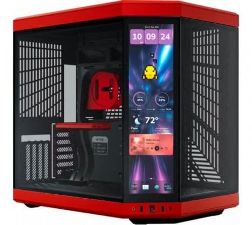 Gabinete HYTE Y70 TOUCH INFINITE Black Cherry Vidrio Templado Pantalla Tactil 2.5K LCD IPS 60Hz Inc. Cable Riser PCIe 4x16 USB-C 3.2
