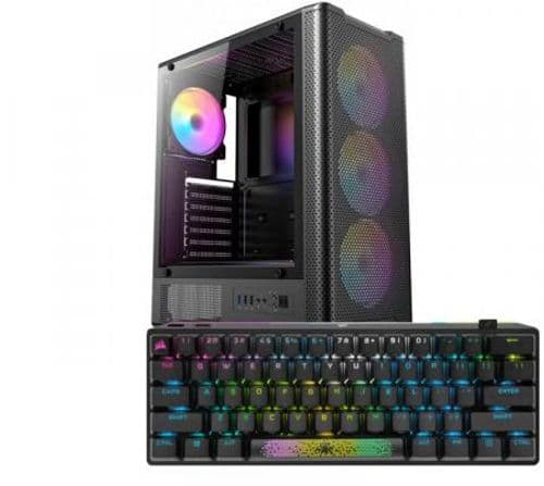 Gabinete Antec VX310 ARGB Black 4x120mm Vidrio Templado + Teclado Mecanico Corsair K70 PRO MINI SlipStream Wireless