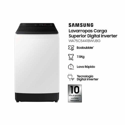 Lavarropas Automático C/Superior Samsung WA75C5441BWUBG 7.5KG 700RPM Inverter Blanco