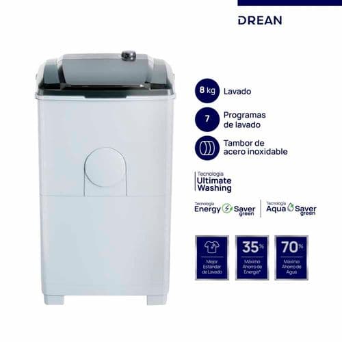 Lavarropas Semiautomático 8kg C/Superior Drean LTDR87SB0 Blanco