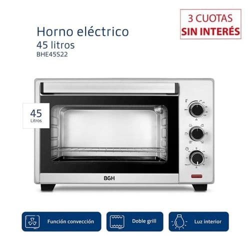 Horno Eléctrico 45Lts BGH BHE45S22 Grill + Convección Silver