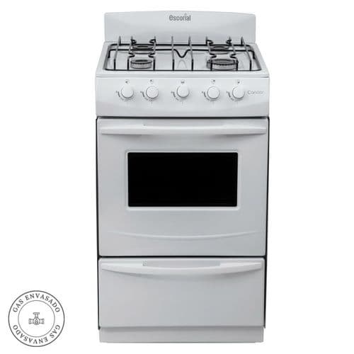 Cocina Gas Envasado 51CM 4H Escorial Candor 495 Blanco