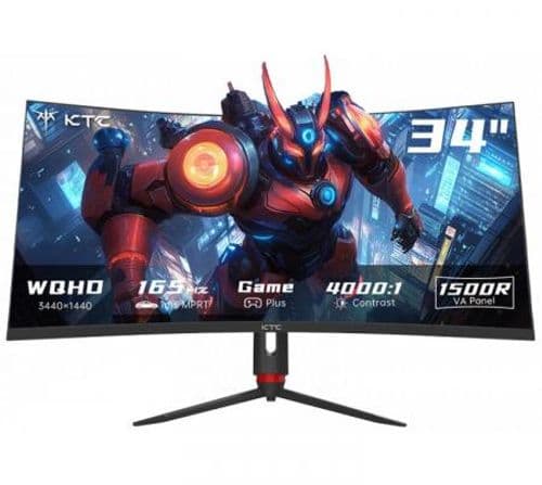 Monitor Gamer KTC 34GS880 34" Curvo 1500R 2K QHD 1440p VA 165Hz FreeSync Premium G-Sync Compatible