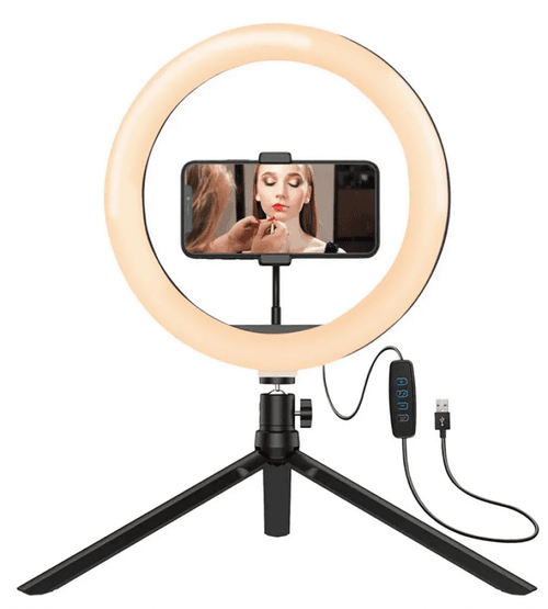 Lampara Aro De Luz Led C/ Pie Retractil 10pul Argomtech