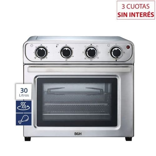 Horno Eléctrico 30Lts BGH BHE30FX24T Grill Air Fryer + Spiedo Inox
