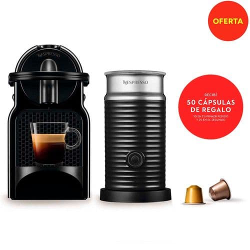 Cafetera Nespresso Inissia Black + Aero A3D40-AR-BK-NE (I319549)