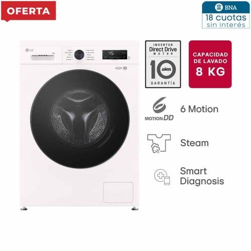 Lavarropas Automático LG WM80GWVFS6 8Kg 1160RPM Inverter Direct Drive Blanco