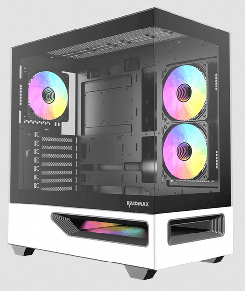 Gabinete Gamer Raidmax Hurrikan H200 E-atx Argb Pwm White/black