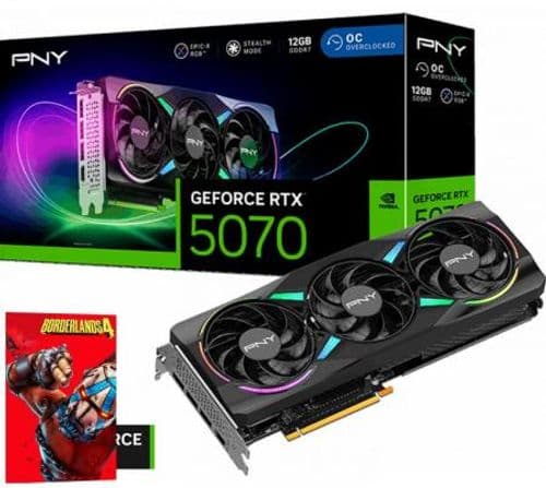 Placa de Video PNY GeForce RTX 5070 12GB GDDR7 EPIC-X ARGB OC