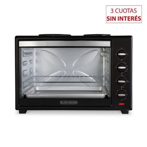 Horno Eléctrico 62Lt Black & Decker TO6000-AR Doble Anafe Negro