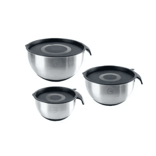 Essen Bowls De Acero Set X3 Con Tapa (negro)