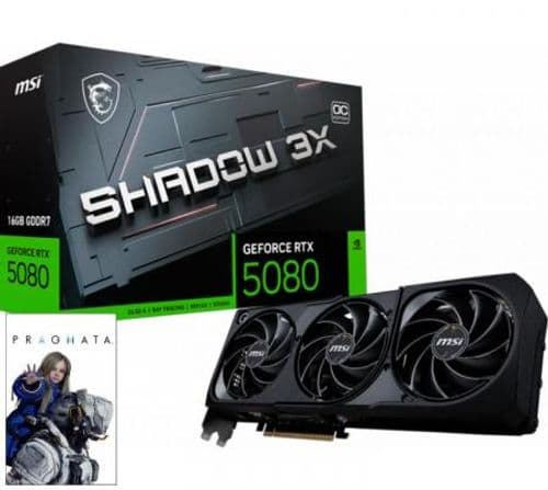 Placa de Video MSI GeForce RTX 5080 16GB GDDR7 SHADOW 3X OC