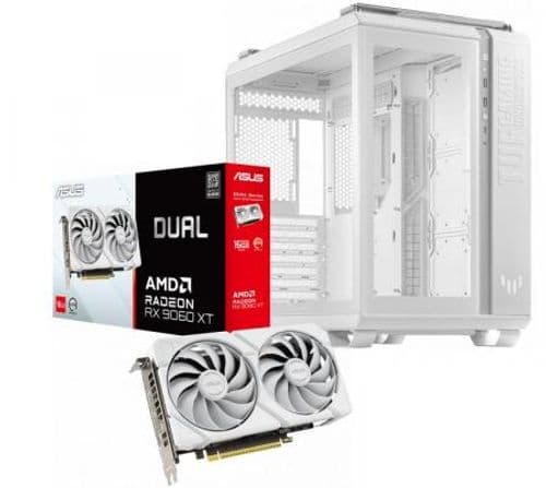 Combo ASUS White Edition Gabinete TUF GT502 + ASUS DUAL Radeon RX 9060 XT 16GB OC White	