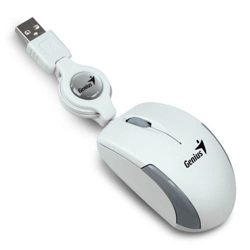 Mouse Usb Mini Retractil Genius Micro Traveller White