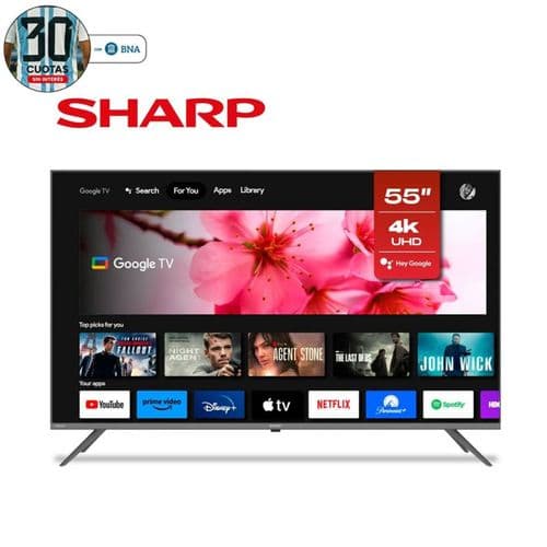 Smart TV 55" Sharp 4K UHD 4T-C55FL6L Google TV Gris