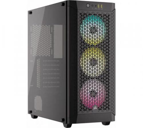 Gabinete Corsair 480T RGB Airflow 3x120mm AR120 ARGB Fans Black Vidrio Templado