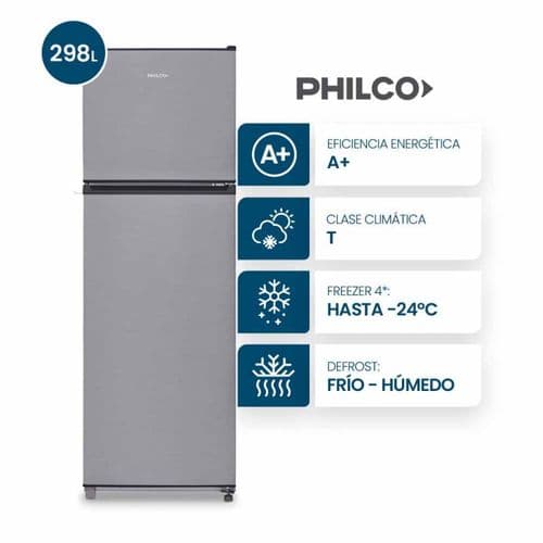 Heladera C/Freezer 298Lts Philco PHCT302X Plata