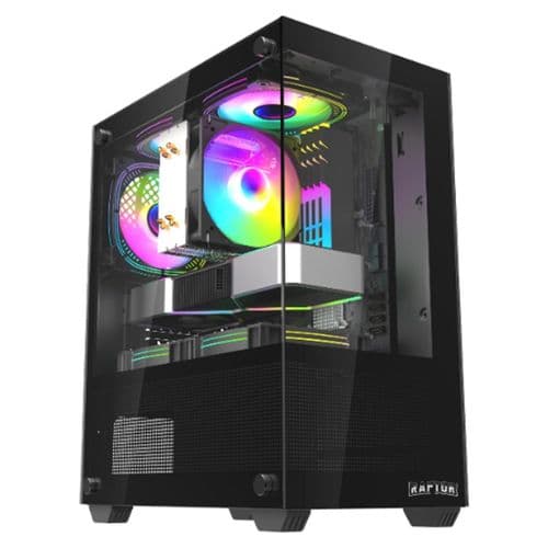 Gabinete Raptor Nova Prime Vidrio X2 Rgb Fan X3 Negro