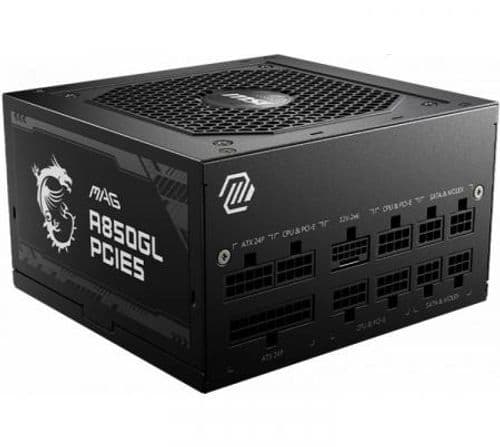 Fuente MSI 850W 80 Plus Gold Full Modular PCIe 5.1 ATX 3.1 MAG A850GL Fuente MSI 850W 80 Plus Gold Full Modular PCIe 5.1 ATX 3.1 MAG A850GL